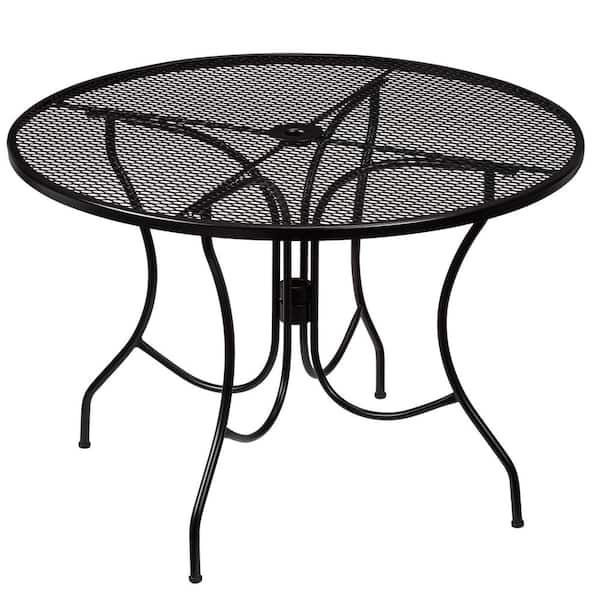 Hampton Bay Nantucket Round Metal Outdoor Patio Dining Table  8243000 0105157 – The Home Depot Inside Metal Table Patio Furniture (View 4 of 15)