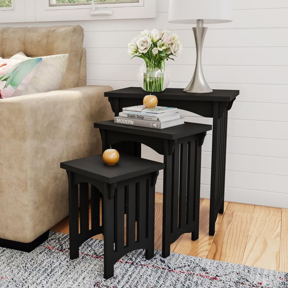 Hastings Home Nesting Tables 3 Piece Modern Black Accent Table Set In The  Accent Table Sets Department At Lowes With 3 Piece Sofa & Nesting Table Set (View 13 of 15)