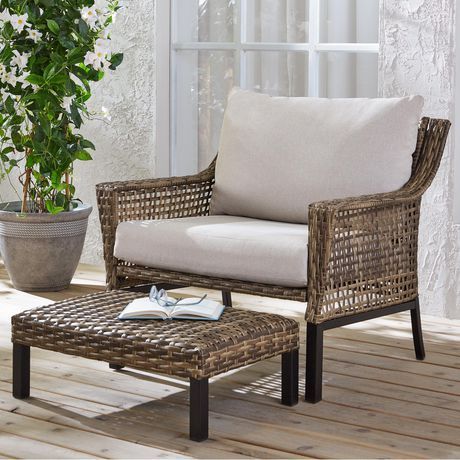 Hometrends Belmont Cuddle Chair & Ottoman | Walmart Canada | Lounge Chair  Outdoor, Chair And Ottoman, Wicker Lounge Chair With All Weather Wicker Outdoor Cuddle Chair And Ottoman Set (Photo 11 of 15)