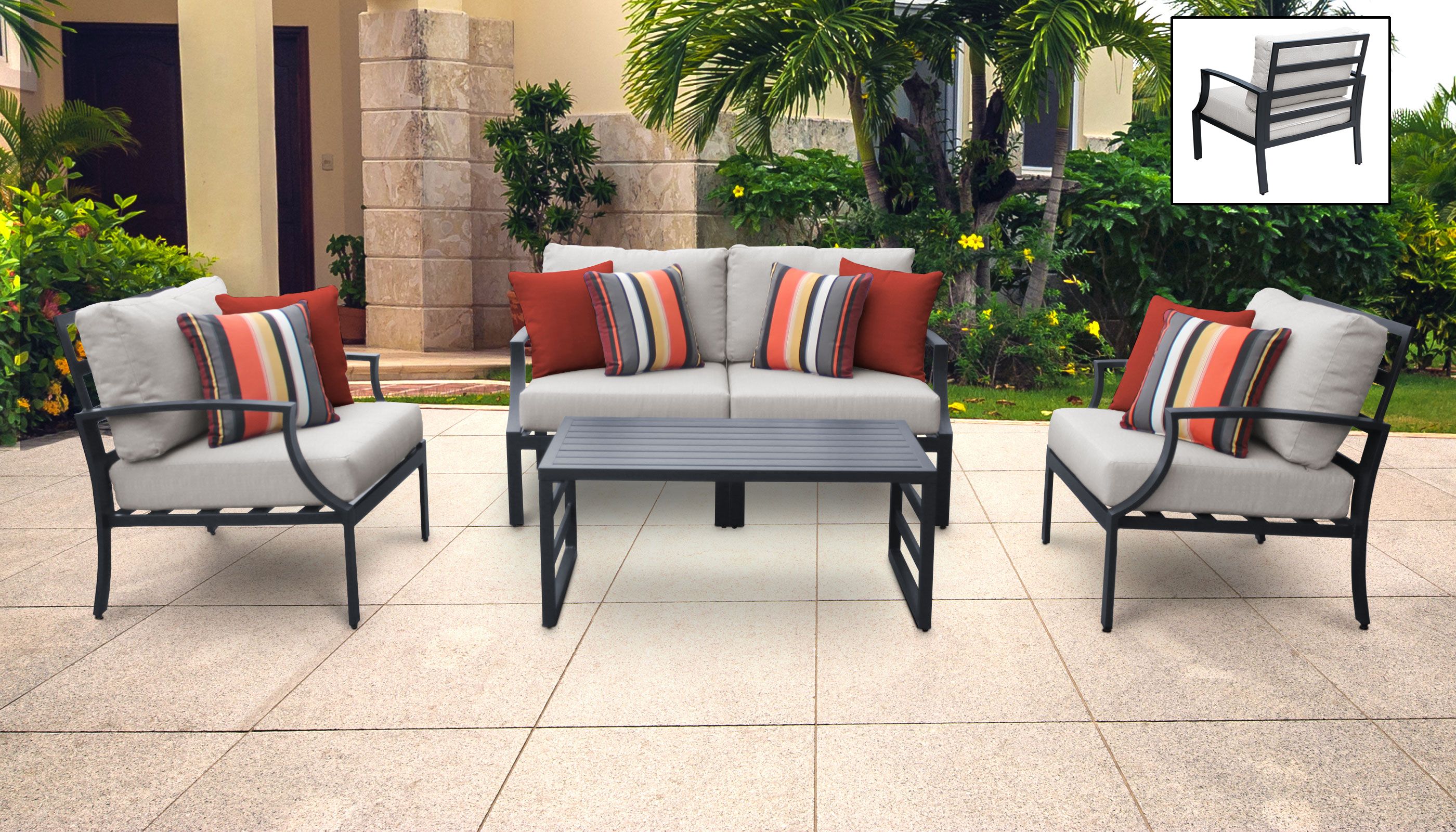 Lexington 5 Piece Outdoor Aluminum Patio Furniture Set 05c For 5 Piece Outdoor Patio Furniture Set (Photo 12 of 15)