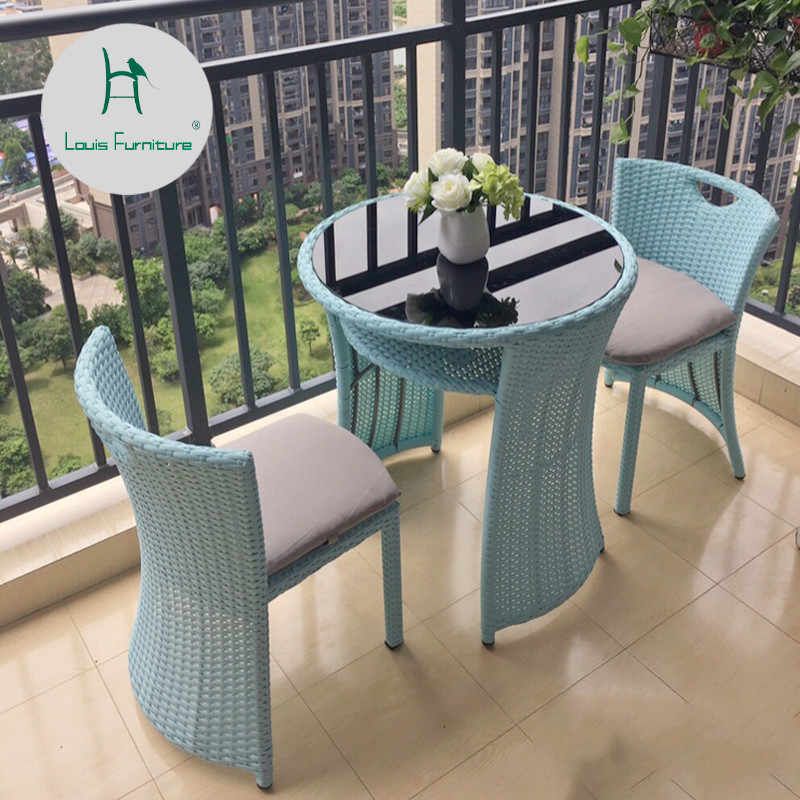 Louis Fashion Garden Sets Outdoor Chairs Balcony Tea Table Rattan –  Aliexpress | Декор Балкончиков, Украшения Для Балкона, Мебель Throughout Loveseat Tea Table For Balcony (View 9 of 15)