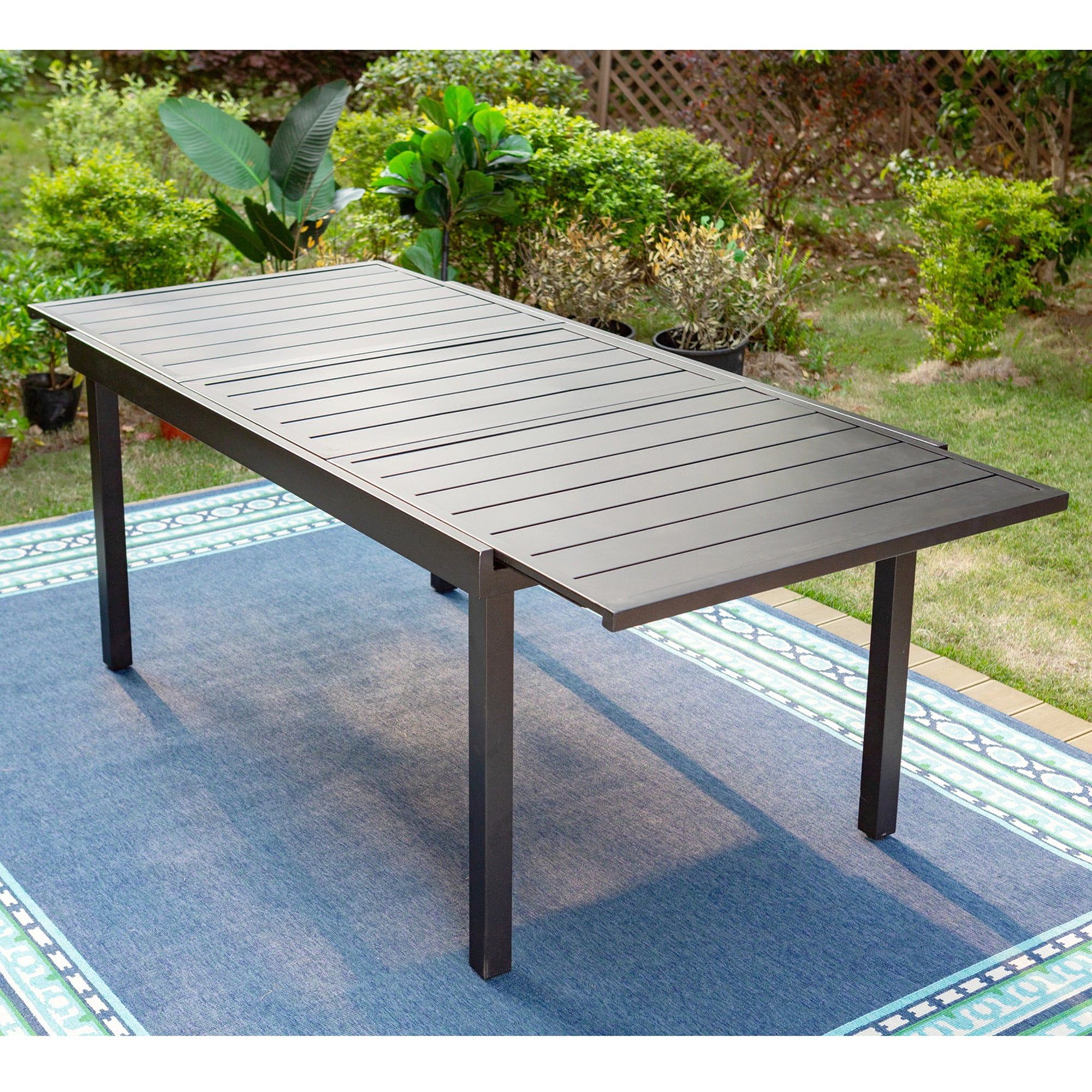 Mf Studio Outdoor Extendable Dining Table Patio Metal Furniture Length  61.4"/ (View 12 of 15)