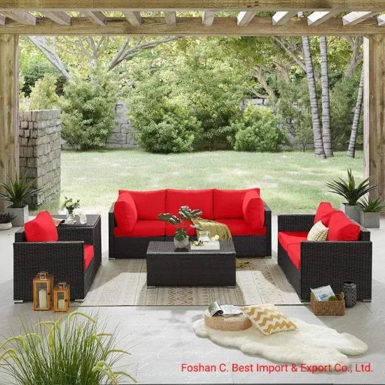 Modern 8 Pieces Extra Large Luxury Outdoor Patio Furniture Set With Side Storage  Tables, With Glass Table And Cushions For Garden, Porch, Backyard Wicker  Rattan – China Extra Large Wicker Furniture, Combinative Inside Storage Table For Backyard, Garden, Porch (View 4 of 15)