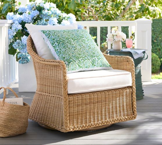 Outdoor Chairs & Ottomans | Pottery Barn Pertaining To Brown Wicker Chairs With Ottoman (Photo 14 of 15)