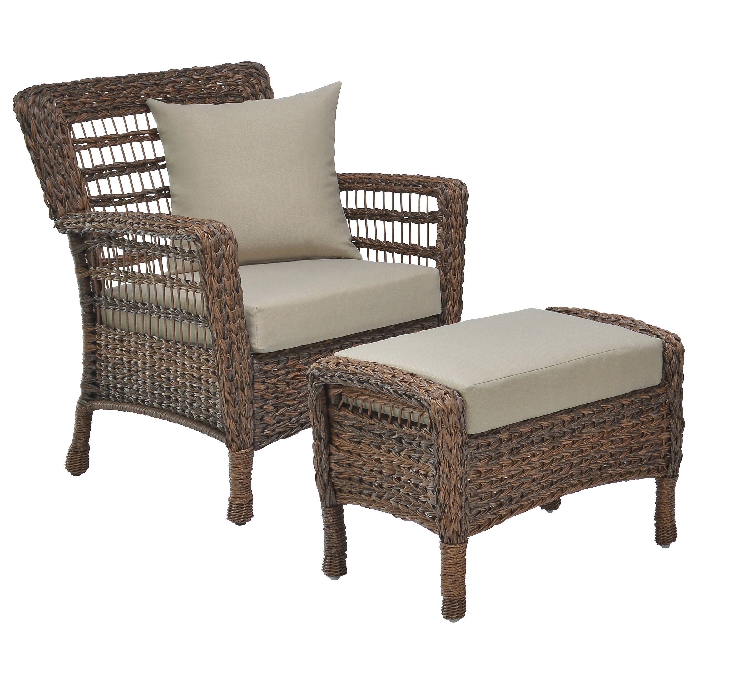 Outdoor Chairs With Ottoman – Visualhunt In Brown Wicker Chairs With Ottoman (View 15 of 15)