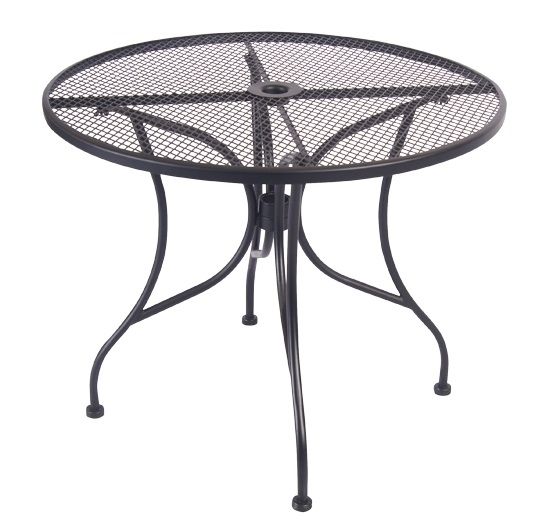 Outdoor Furniture Steel Black Mesh Round Tables For Metal Table Patio Furniture (Photo 14 of 15)