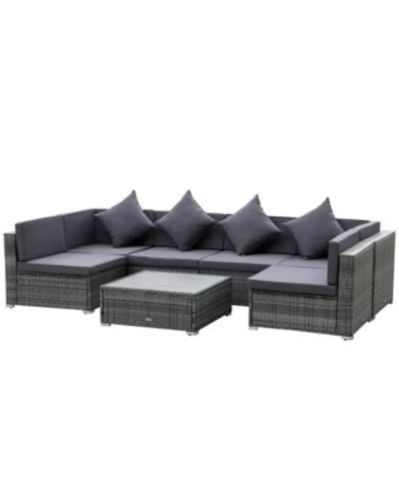Outsunny 7 Piece Patio Furniture Sets Pe Rattan Sectional Sofa Set Outdoor  Conversation Set W/ Acacia Top Coffee Table & Cushion For Garden, Backyard,  Grey | Foxvalley Mall For 7 Piece Rattan Sectional Sofa Set (View 11 of 15)