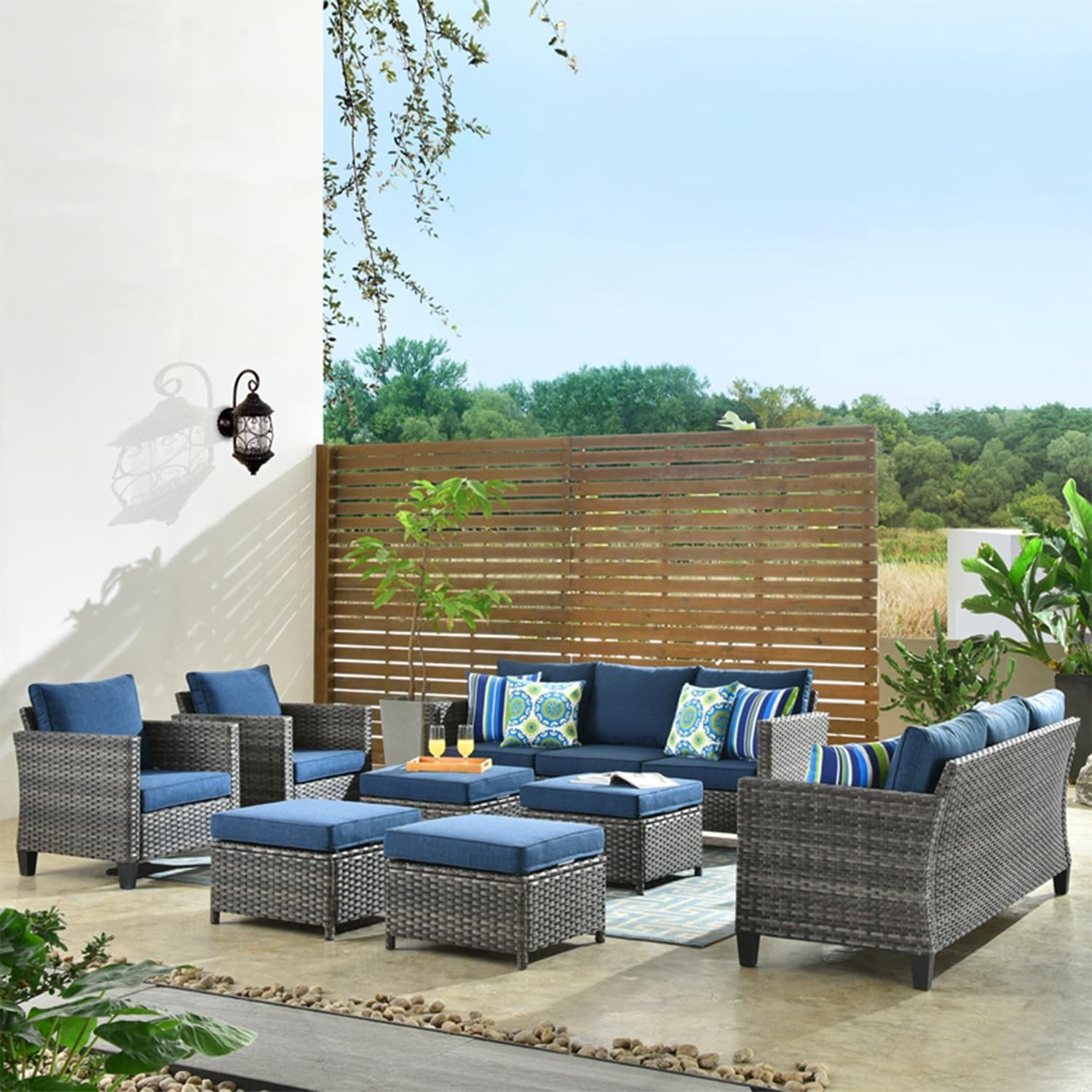 Ovios 8 Piece Patio Furniture Wicker Outdoor High Back Sectional Set – On  Sale – – 32989218 Intended For 8 Pcs Outdoor Patio Furniture Set (Photo 4 of 15)