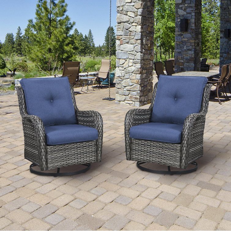 Red Barrel Studio® Swivel Wicker Rattan Outdoor Rocking Chairs & Reviews |  Wayfair Regarding Rocking Chairs Wicker Patio Furniture Set (View 13 of 15)