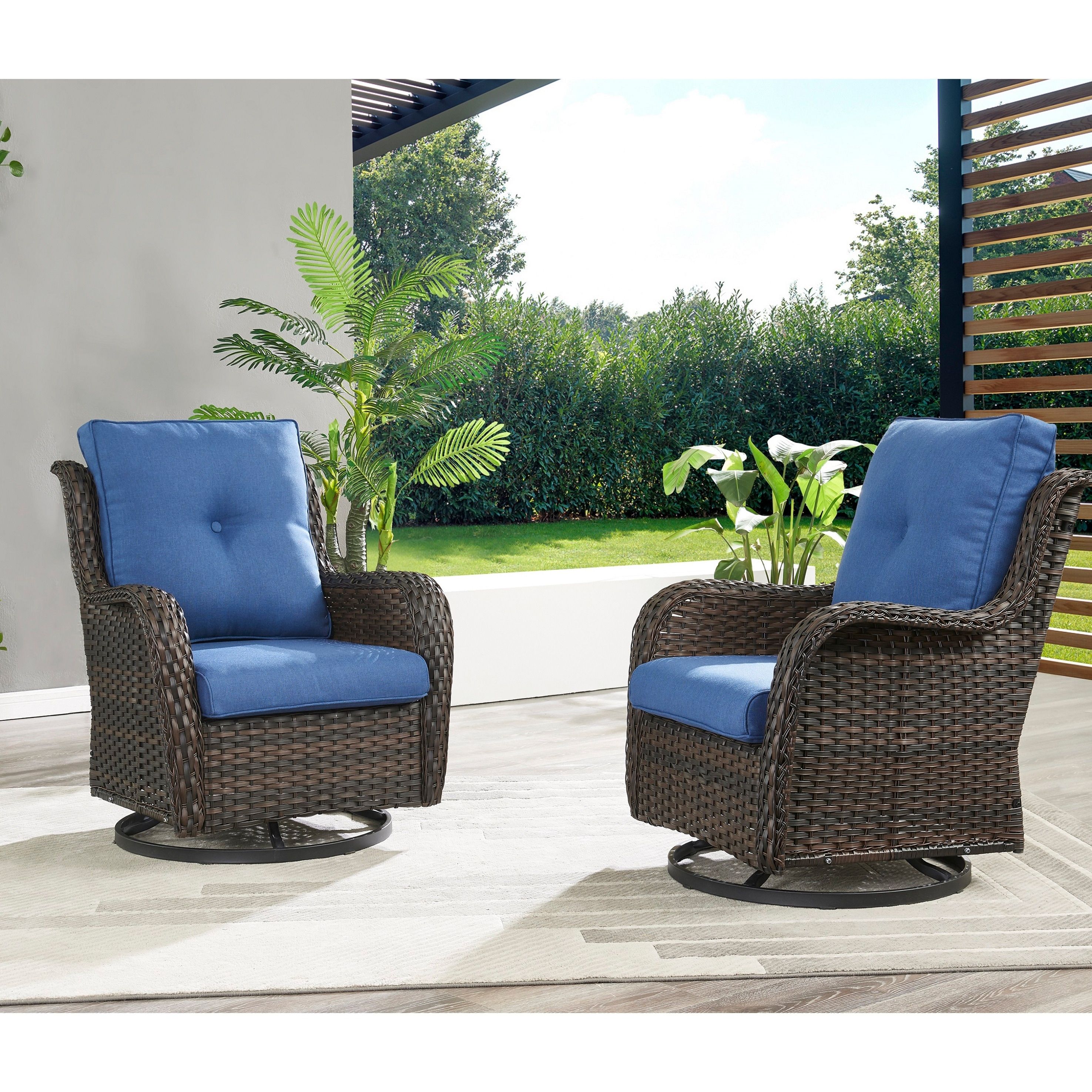Rilyson Outdoor Wicker Glider Swivel Club Chairs (set Of 2) – On Sale – –  35978146 In 2 Piece Swivel Gliders With Patio Cover (Photo 10 of 15)