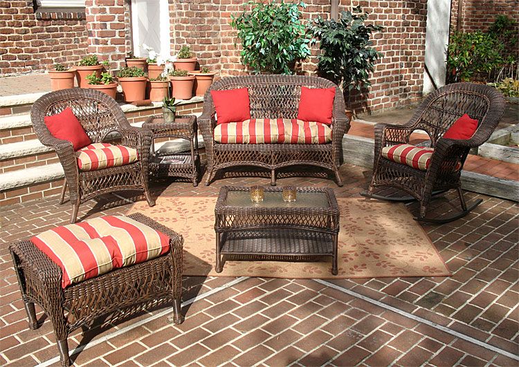 Rustic Brown Madrid Outdoor Wicker Patio Furniture (chairs And Rockers Have  Arrived) – Resin Wicker Patio Furniture, Midsize – Outdoor Resin Wicker  Furniture Regarding Brown Wicker Chairs With Ottoman (View 12 of 15)