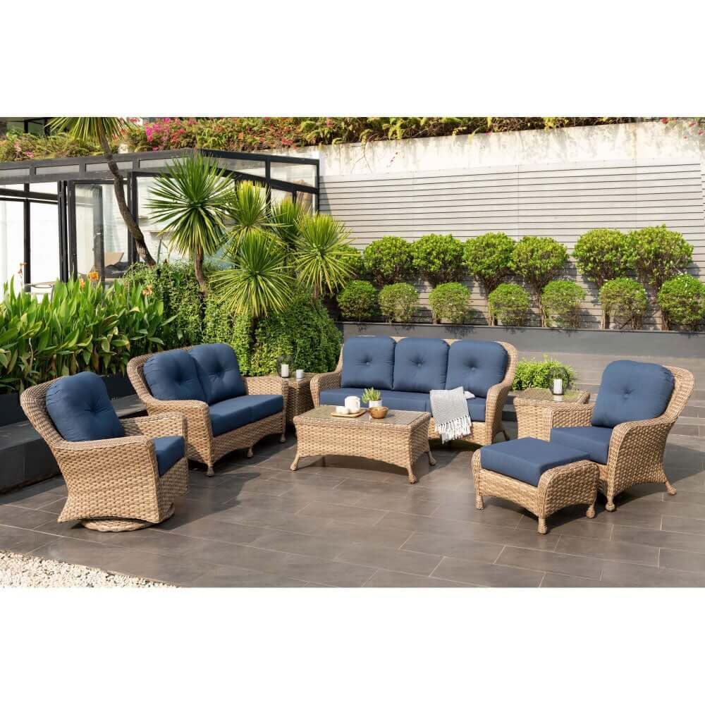 Savannah Sofa And Loveseat 8 Piece Outdoor Patio Furniture Set – Patiohq Within 8 Pcs Outdoor Patio Furniture Set (View 11 of 15)