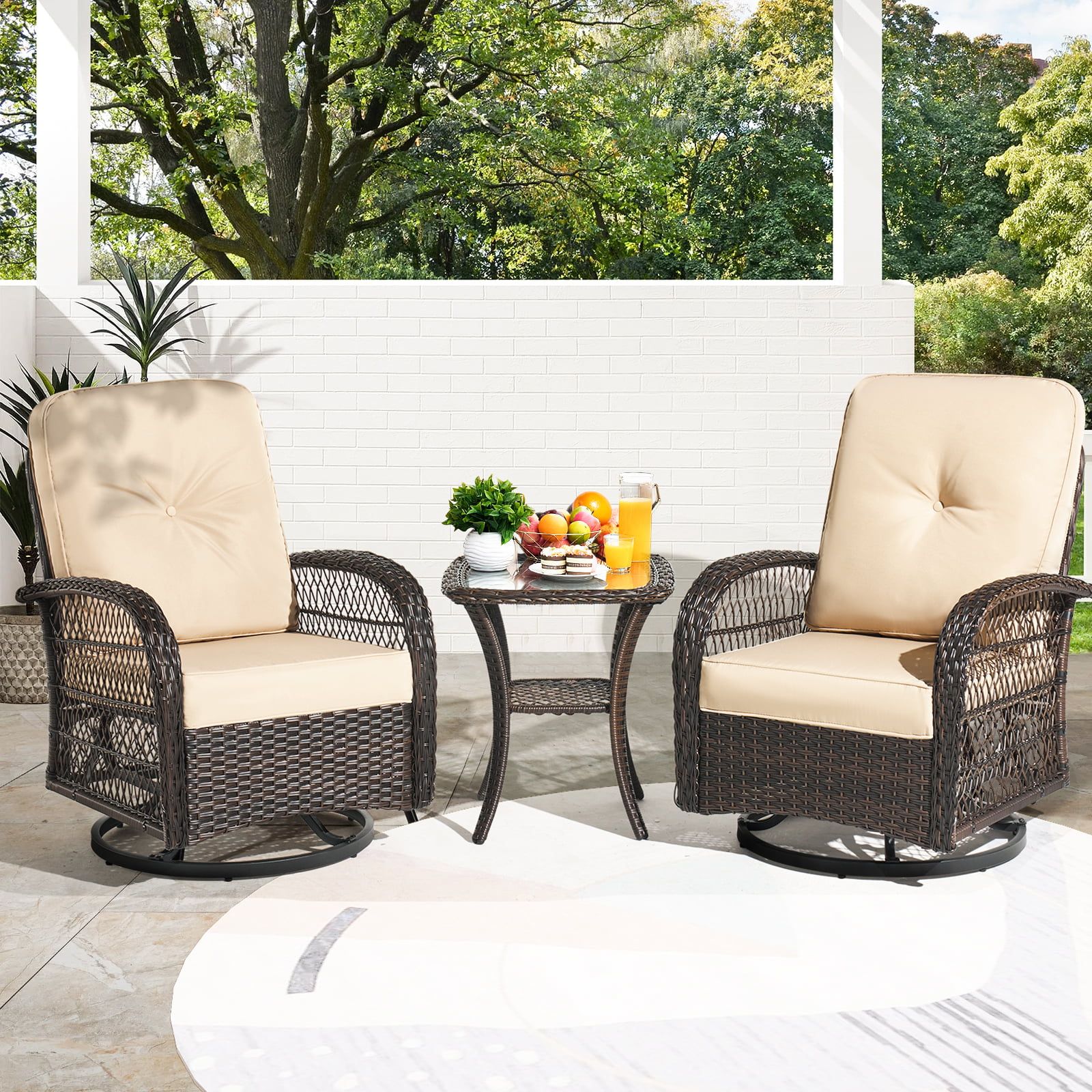 Featured Photo of 15 Inspirations 3-pieces Outdoor Patio Swivel Rocker Set