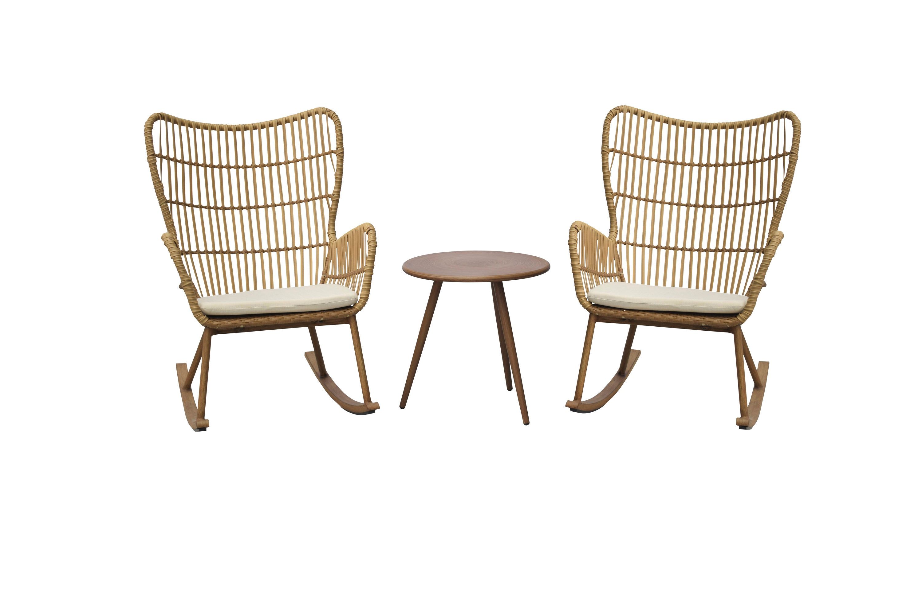Style Selections Lynton 3 Piece Woven Patio Conversation Set With Off White  Cushions At Lowes With Regard To 3 Piece Outdoor Boho Wicker Chat Set (View 12 of 15)