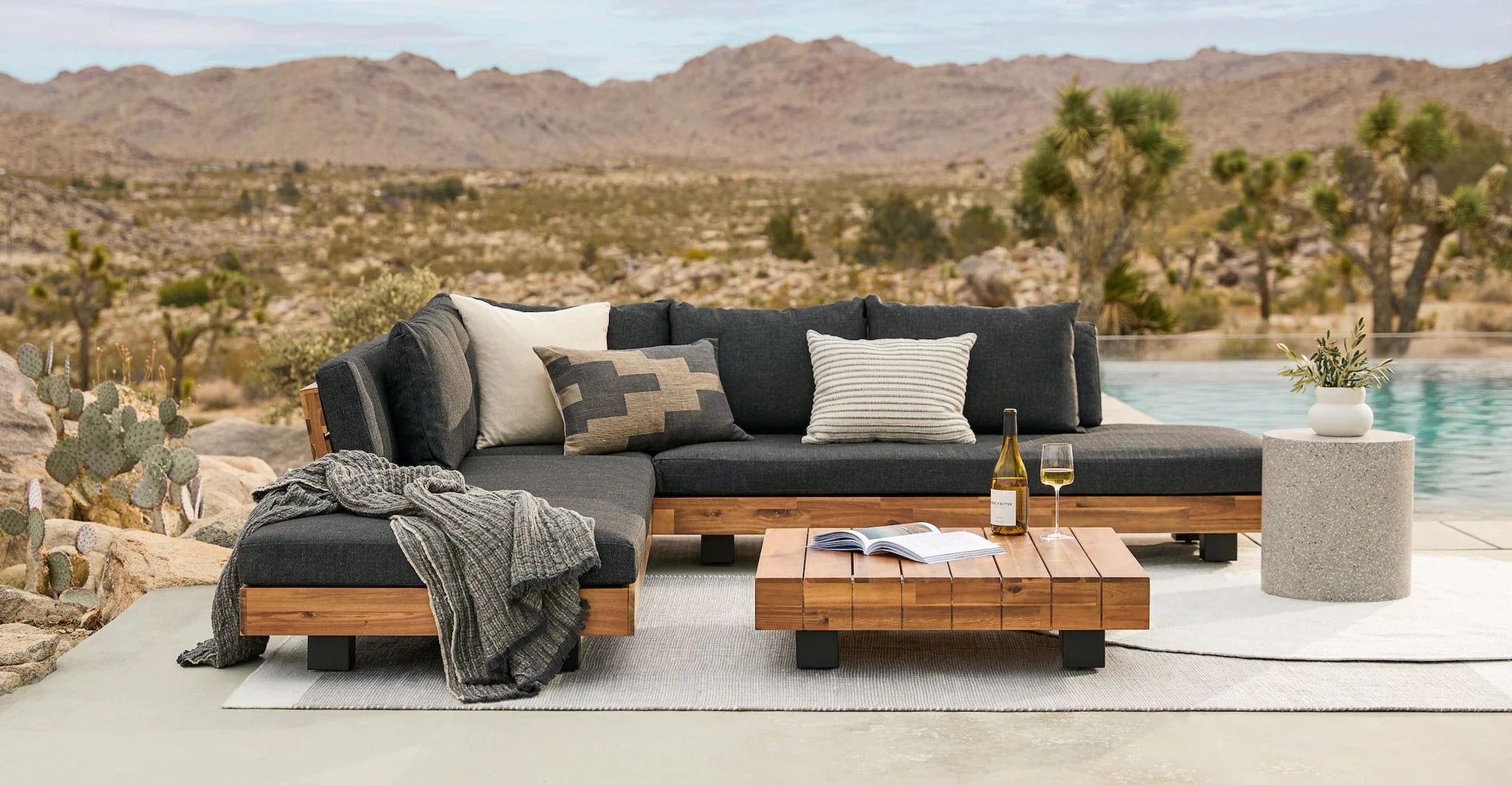The Most Comfortable Outdoor Furniture To Shop In 2023 | Popsugar Home Inside Outdoor Couch Cushions, Throw Pillows And Slat Coffee Table (View 13 of 15)