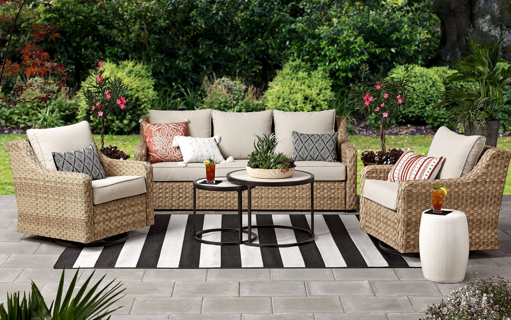 This Stylish Wicker Patio Set Keeps Selling Out—here's Why We Love It Pertaining To 2 Piece Swivel Gliders With Patio Cover (Photo 11 of 15)