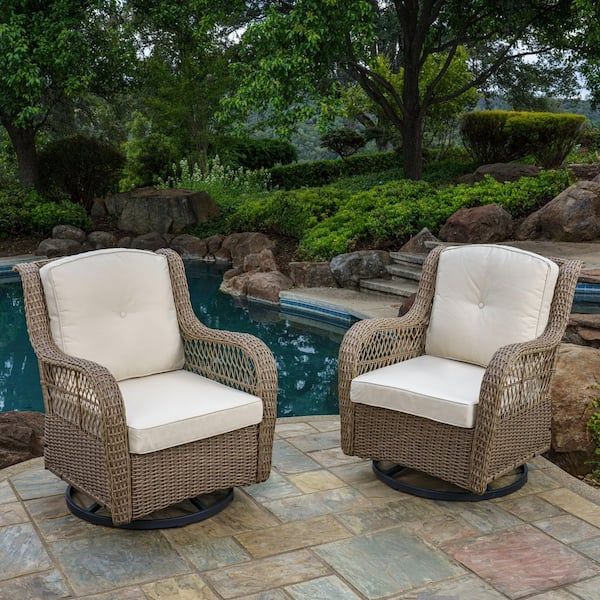 Tortuga Outdoor Rio Vista Wicker Swivel Glider Outdoor Chair Bundle With  Plush Beige Cushions (2 Patio Furniture Chairs) Rio 2pc Chair – The Home  Depot In 2 Piece Swivel Gliders With Patio Cover (View 2 of 15)