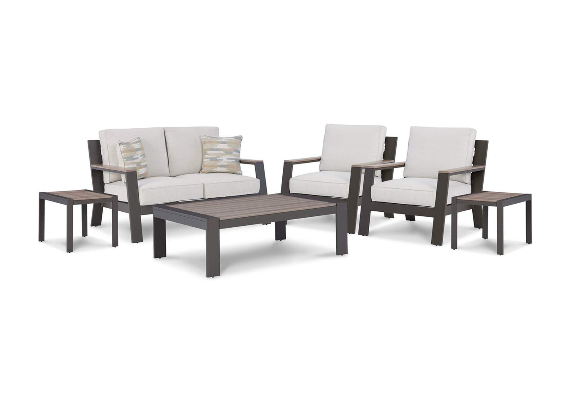 Tropicava Outdoor Loveseat And 2 Lounge Chairs With Coffee Table And 2 End  Tables Ivan Smith Furniture Throughout Outdoor 2 Arm Chairs And Coffee Table (View 9 of 15)