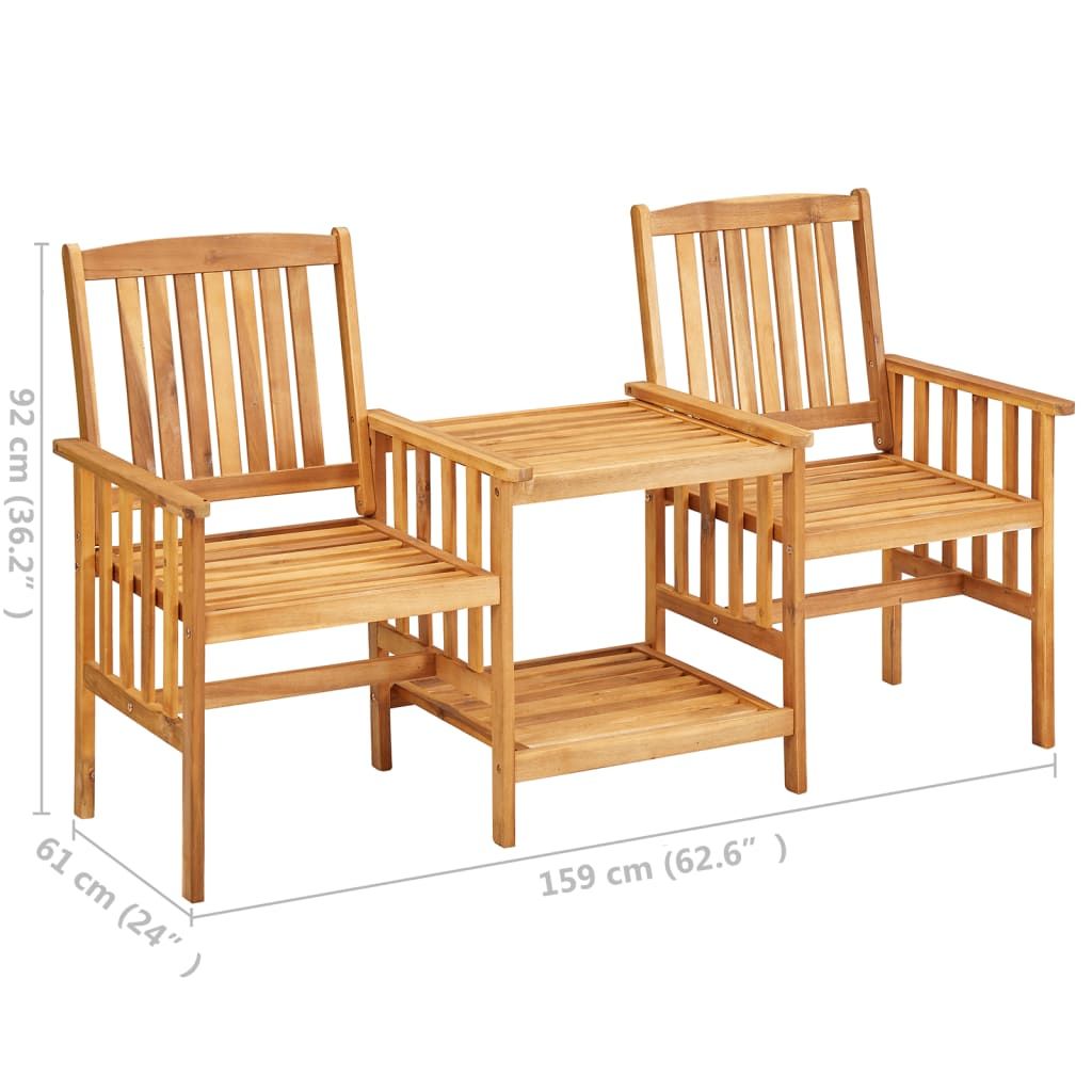 Vidaxl Garden Chairs With Tea Table 159x61x92 Cm Solid Acacia Wood |  Vidaxl (View 15 of 15)