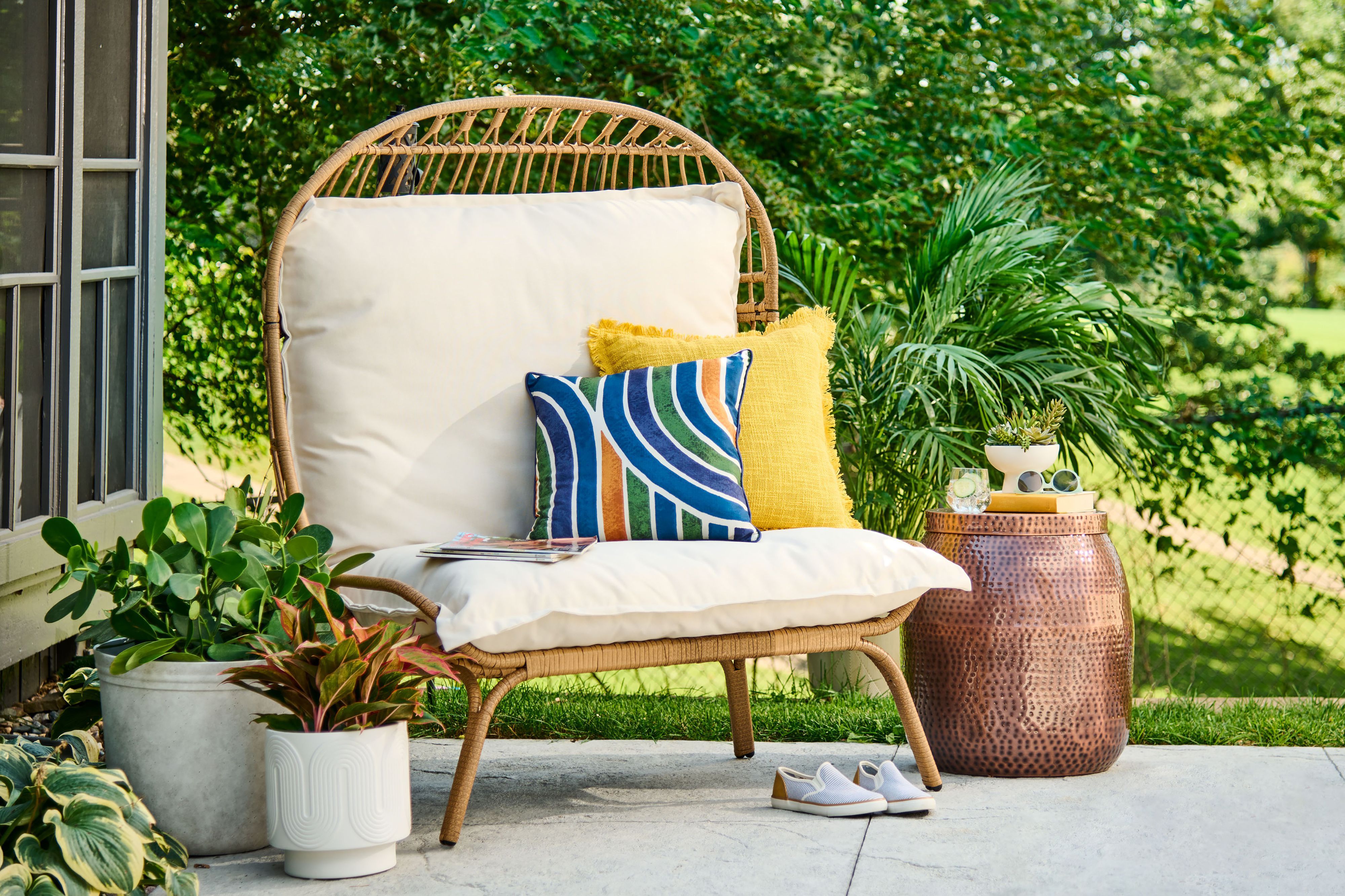 We Just Launched A Brand New Patio Collection—here Are 7 Trends To Borrow Intended For All Weather Wicker Outdoor Cuddle Chair And Ottoman Set (View 8 of 15)