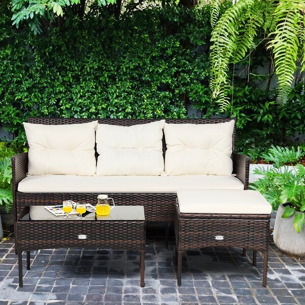 Weather Proof Patio Furniture | Wayfair Intended For Balcony Furniture Set With Beige Cushions (Photo 14 of 15)