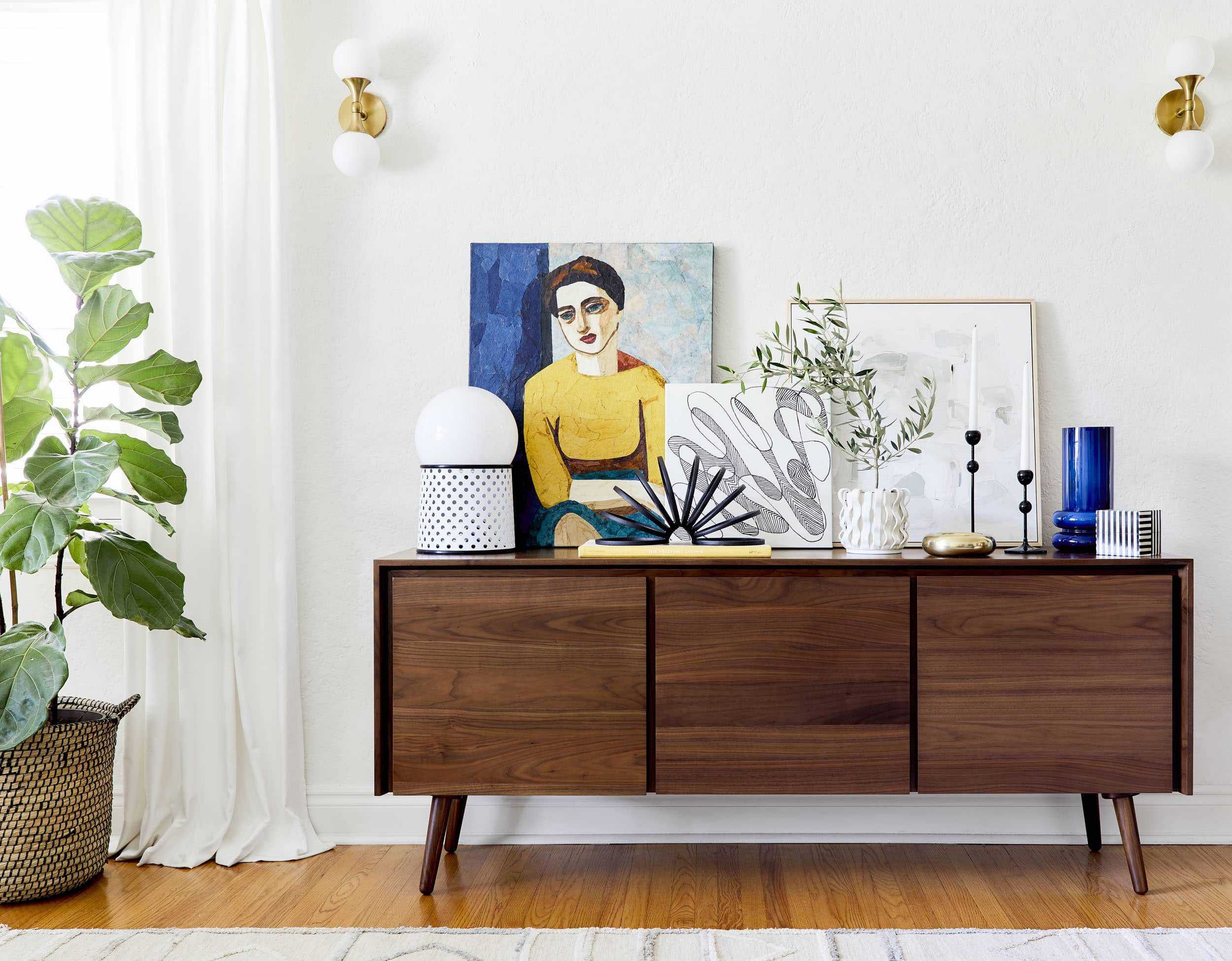 4 Ways To Style That Credenza For "real Life" + Shop Our Favorite Credenzas  – Emily Henderson Throughout Latest Credenzas For Living Room (Photo 1 of 15)