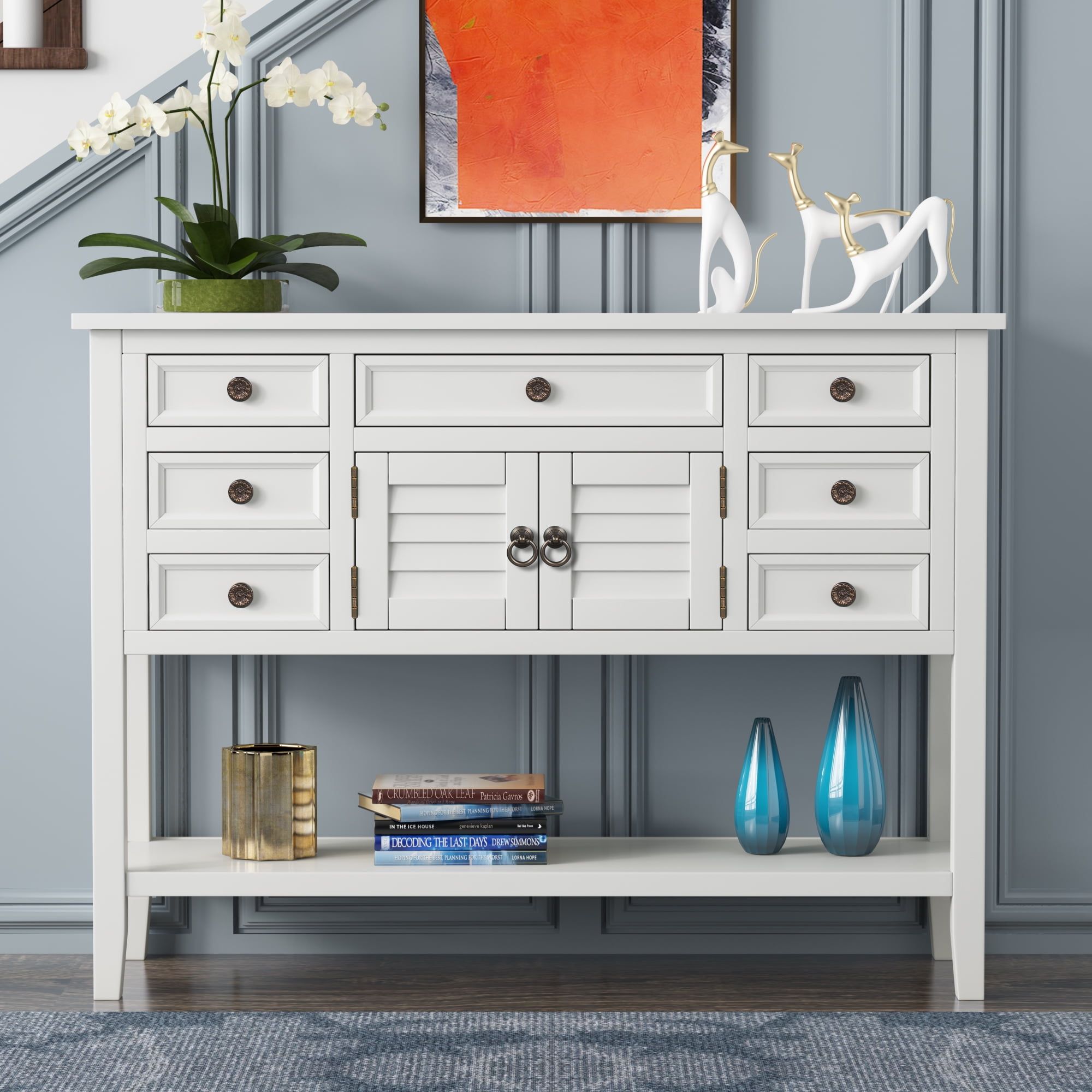 45" Console Table With Drawers, Farmhouse Entryway Tables, Buffet Cabinet  Sideboard Accent Entry Table, Wood Console Sofa Table Foyer Table For  Living Room, Modern Entryway Cabinet Table, White, A2076 – Walmart With Most Up To Date Entry Console Sideboards (Photo 3 of 15)