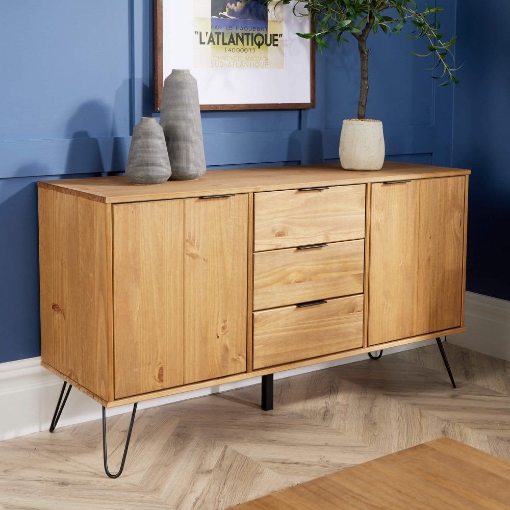 Acadia Pine 3 Drawer Sideboard – Big Furniture Warehouse Inside Newest Sideboard Storage Cabinet With 3 Drawers &amp; 3 Doors (Photo 9 of 15)