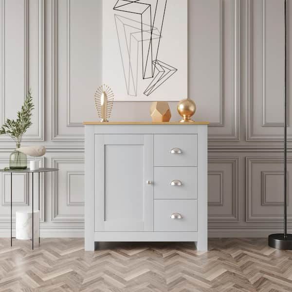Anbazar Modern Light Gray Sideboard Cupboard With 1 Door And 3 Storage  Drawer, Buffet Storage Cabinet For Hallway And Entryway Wkx76 Bk – The Home  Depot Regarding Most Current Sideboards For Entryway (View 13 of 15)