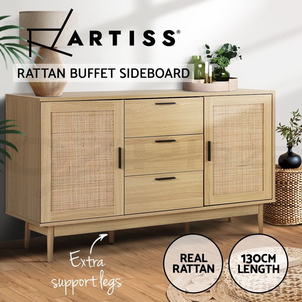 Artiss Buffet Sideboard Rattan Furniture Cabinet Storage Hallway Table  Kitchen 9355720064902 | Ebay Pertaining To Most Popular Assembled Rattan Buffet Sideboards (View 10 of 15)