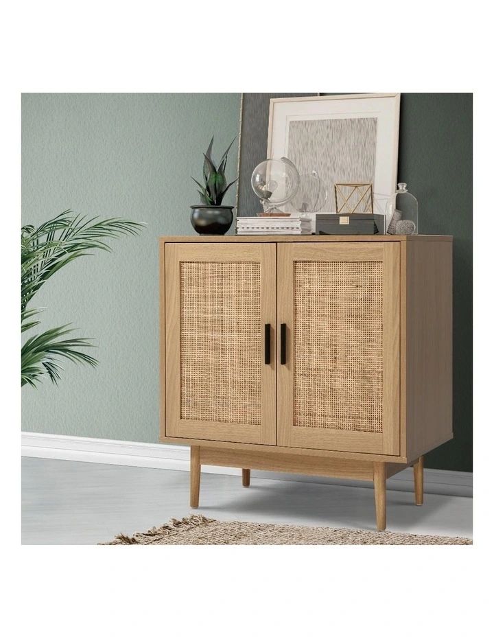 Artiss Rattan Buffet Sideboard Cabinet Storage Hallway Table Kitchen  Cupboard | Myer With Regard To Most Up To Date Assembled Rattan Buffet Sideboards (View 3 of 15)