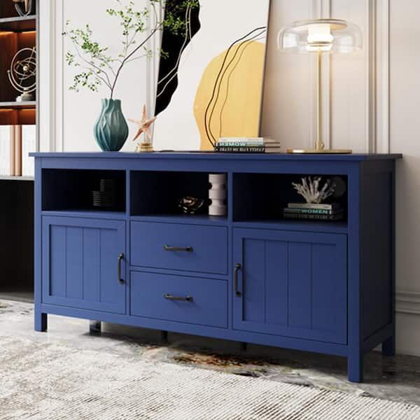 Athmile Navy Blue Sideboard With Cabinet And Drawers Gzx B2w20221133 – The  Home Depot For Current Navy Blue Sideboards (Photo 1 of 15)