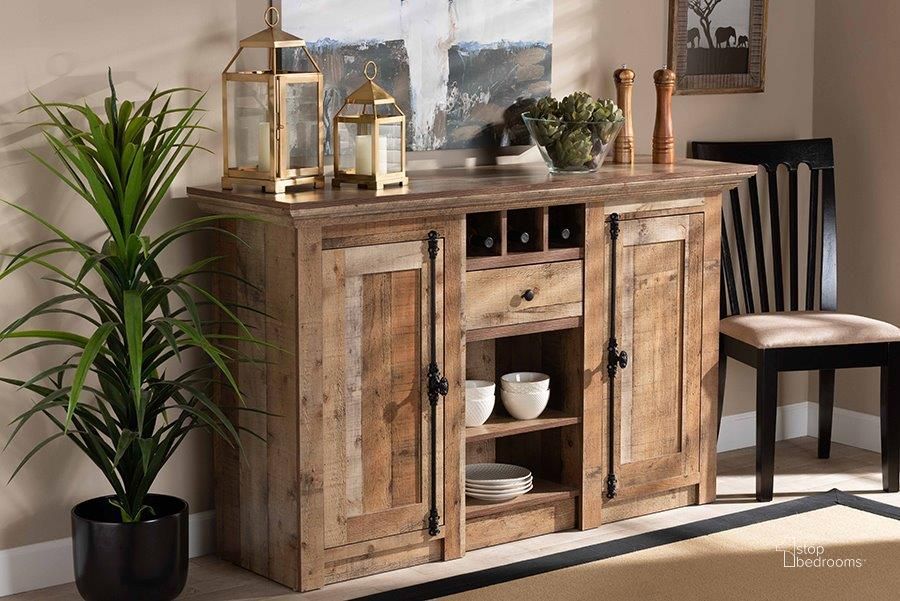 Baxton Studio Albert Modern And Contemporary Farmhouse Rustic Finished Wood  2 Door Dining Room Sideboard Buffet – 1stopbedrooms Within Most Recent Brown Finished Wood Sideboards (View 8 of 15)