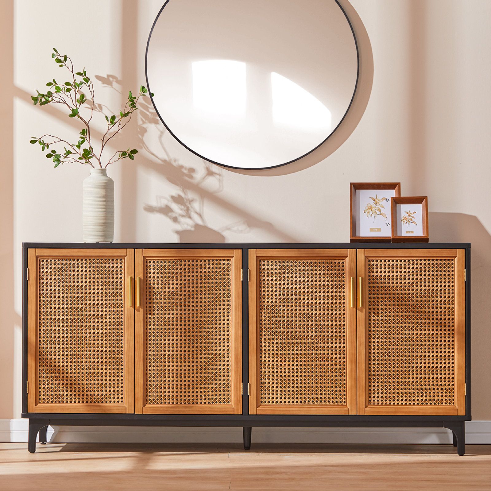 Bay Isle Home Hiawatha Sideboard Buffet Cabinet With Woven Natural Rattan  Doors And Adjustable Shelf & Reviews | Wayfair With Current Rattan Buffet Tables (Photo 6 of 15)