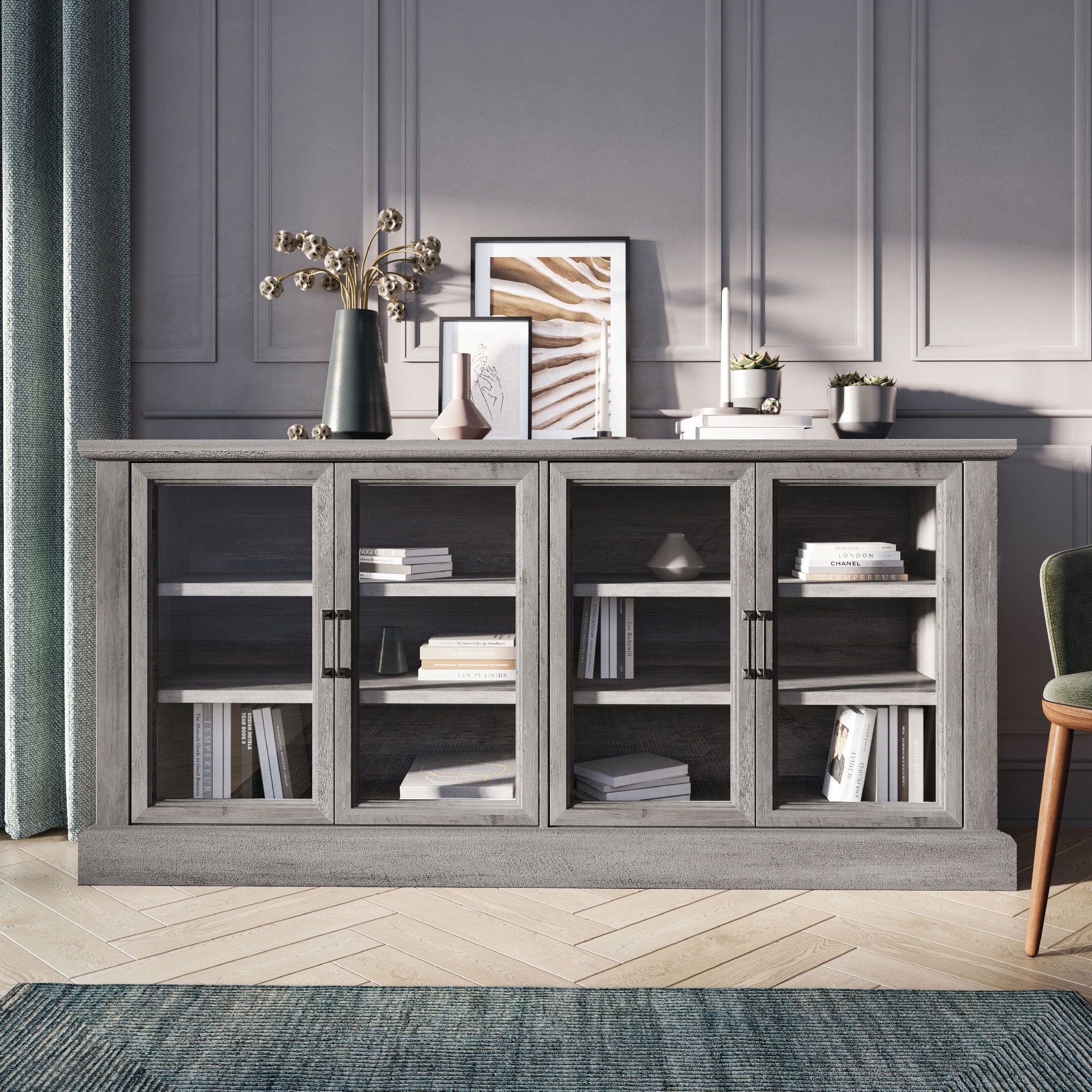 Belleze Modern Farmhouse Wood Sideboard Buffet – Liam (gray Wash) –  Walmart Pertaining To Most Current Gray Wooden Sideboards (View 14 of 15)