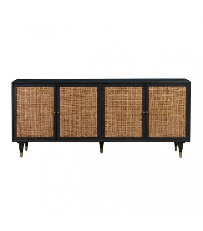 Black Wood Rattan Cane Buffet Sideboard For Newest Rattan Buffet Tables (View 15 of 15)