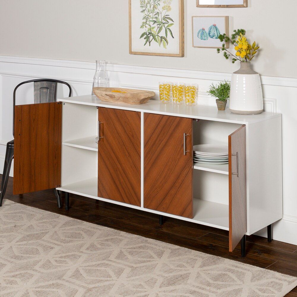 Boussac Margot Mid Century Book Match Dual Cabinet Buffet Strong And  Sturdy, Easy To Store And Remove _ – Aliexpress Mobile Throughout Newest Sideboards Bookmatch Buffet (Photo 13 of 15)
