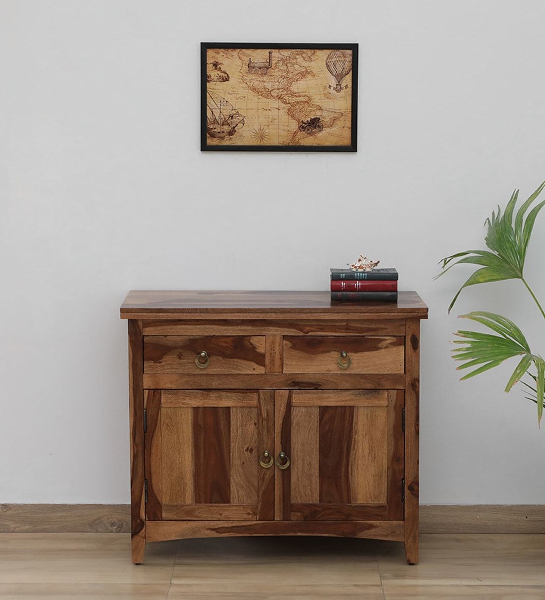 Buy Biscay Sheesham Wood Sideboard In Scratch Resistant Rustic Teak Finish Woodsworth From Pepperfry | Pepperfry Intended For Recent Sideboards With Breathable Mesh Doors (View 7 of 15)