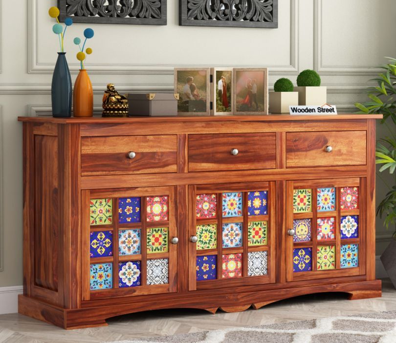 Buy Boho Sheesham Wood Storage Cabinet Sideboard With Three Drawers (honey  Finish) Online In India At Best Price – Modern Cabinets & Sideboards – Storage  Furniture – – Furniture – Wooden Street Product Throughout Most Recently Released Storage Cabinet Sideboards (View 6 of 15)