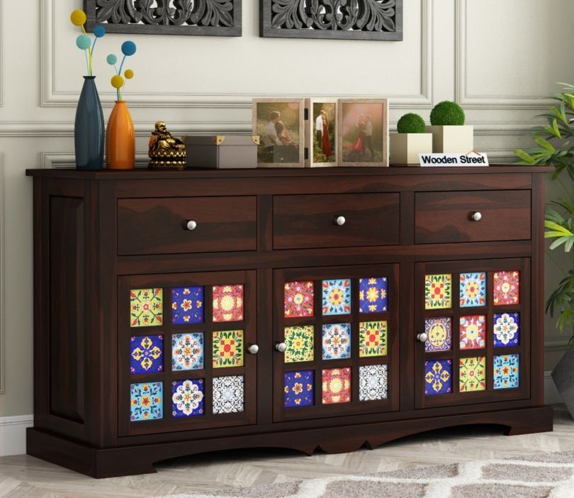 Buy Boho Sheesham Wood Storage Cabinet Sideboard With Three Drawers (walnut  Finish) Online In India At Best Price – Modern Cabinets & Sideboards – Storage  Furniture – – Furniture – Wooden Street Product With Regard To Latest 3 Doors Sideboards Storage Cabinet (Photo 1 of 15)