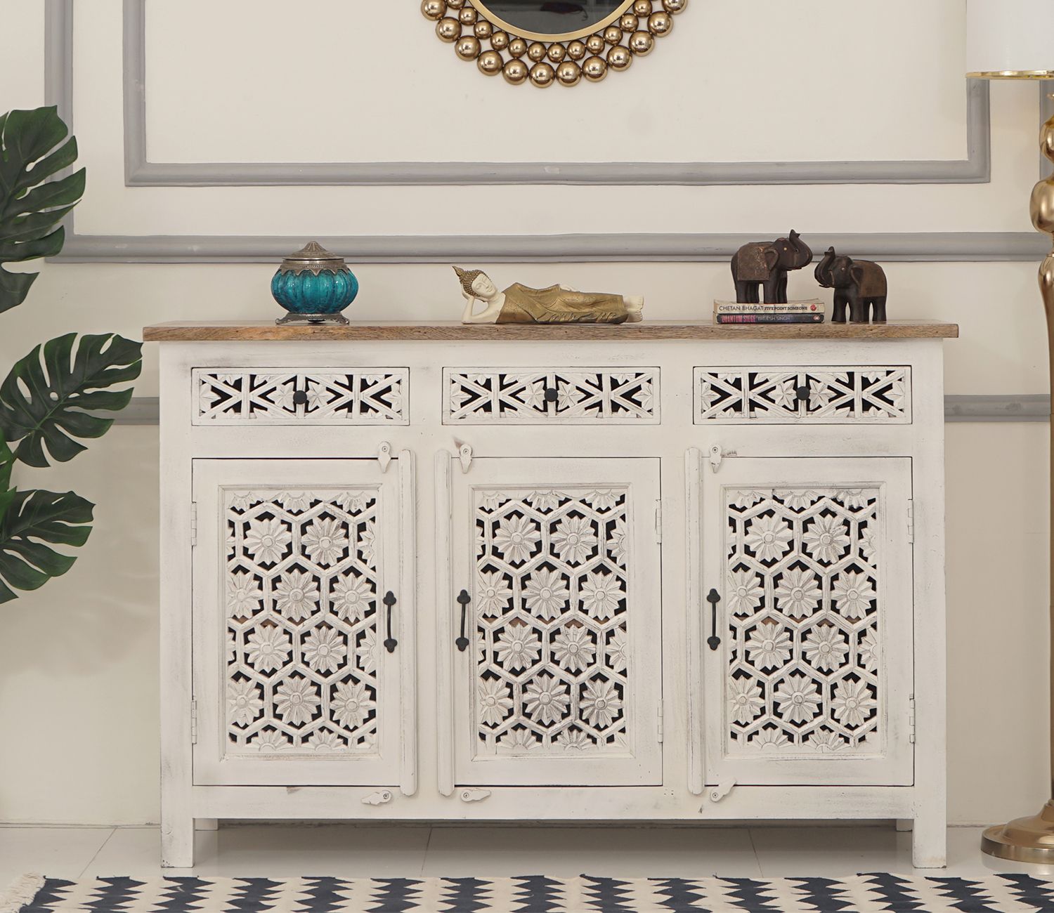 Buy Joyce 3 Door Cabinets And Sideboard (white Finish) Online In India At  Best Price – Modern Cabinets & Sideboards – Storage Furniture – Furniture –  Wooden Street Product Regarding Current 3 Doors Sideboards Storage Cabinet (View 2 of 15)