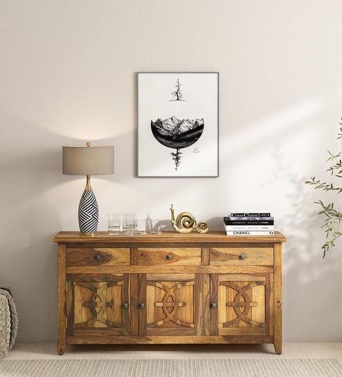 Buy Karl Sheesham Wood Sideboard In Scratch Resistant Honey Oak Finish At  4% Offwoodsworth From Pepperfry | Pepperfry Intended For Most Current Sideboards With Breathable Mesh Doors (View 15 of 15)
