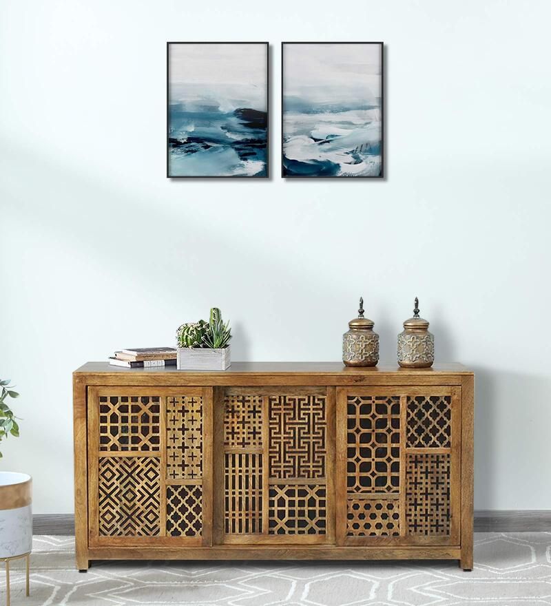 Buy Tishya Solid Wood Sideboard In Provincial Teak Finish With Sliding Door  At 6% Offmudramark From Pepperfry | Pepperfry Regarding Current Sideboards With Breathable Mesh Doors (Photo 12 of 15)