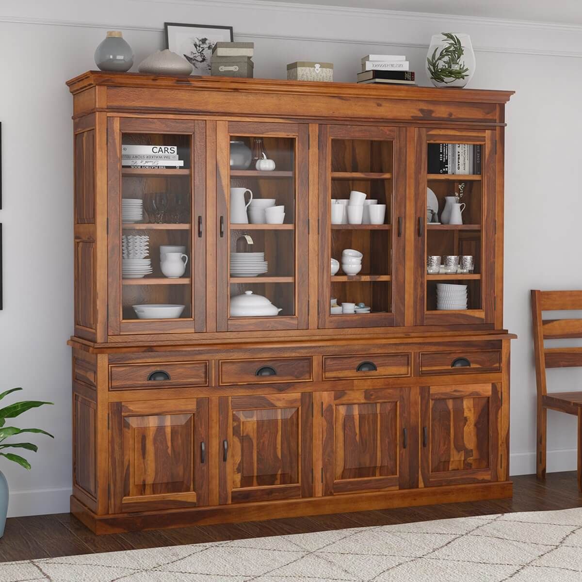Cariboo Contemporary Rustic Solid Wood Dining Room Large Buffet Hutch With Regard To Best And Newest Wide Buffet Cabinets For Dining Room (Photo 6 of 15)