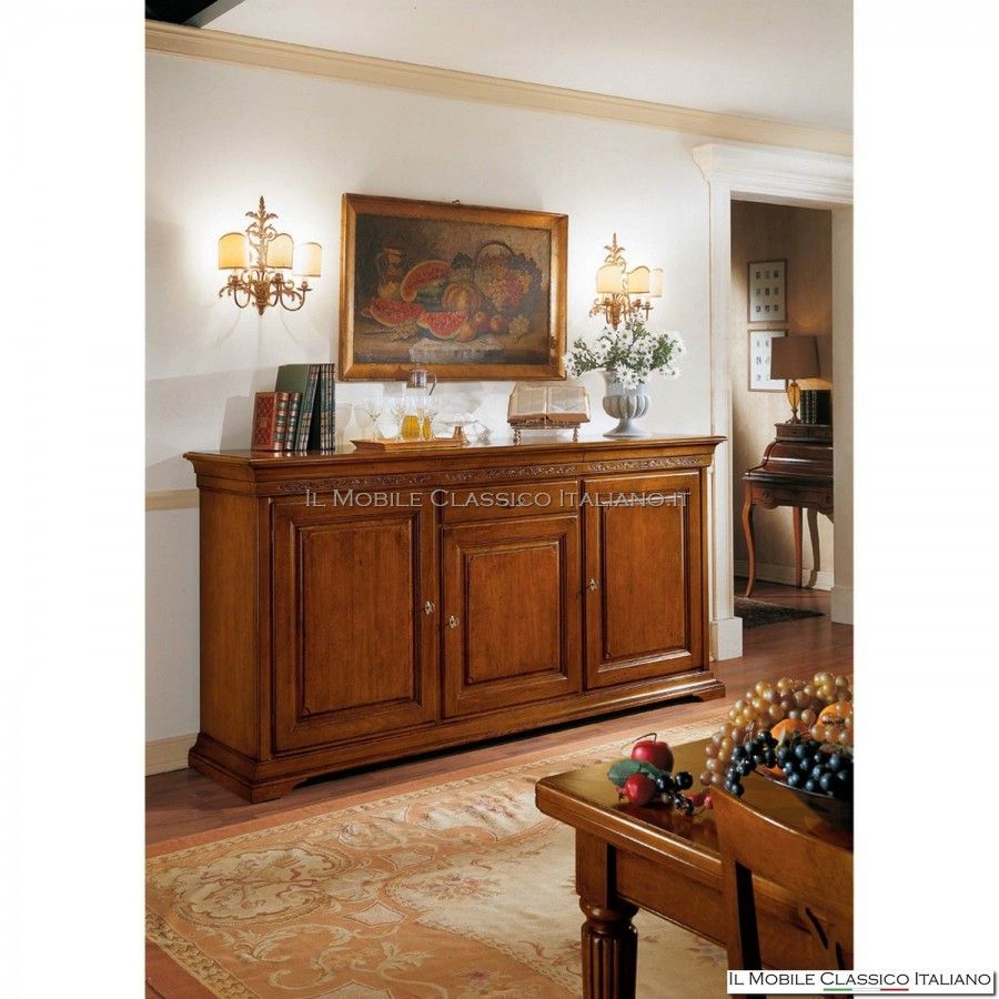Classic Sideboard With 3 Ashlar Doors – Classic Sideboards In Solid Wood Regarding 2018 Sideboards With 3 Doors (Photo 1 of 15)