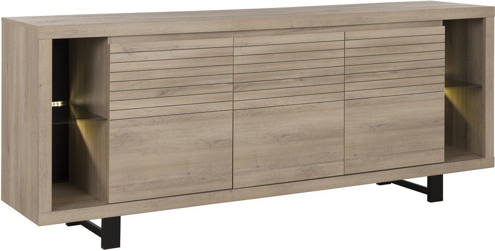 Clay Three Door Sideboard – Light Natural Oak Finish | Sideboards & Display  Cabinets With Regard To Most Popular 3 Door Sideboards (View 11 of 15)