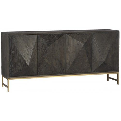Dark Wood Geometric Block Design Buffet Sideboard | Contemporary Buffets  And Sideboards, Sideboard Designs, Sideboard In Best And Newest Geometric Sideboards (View 8 of 15)