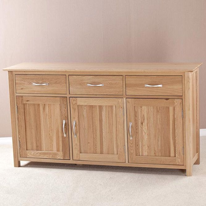Devon Oak Large Sideboard With 3 Doors & 3 Drawers | Fully Assembled | Oak  World Throughout 2018 Sideboards With 3 Drawers (View 6 of 15)