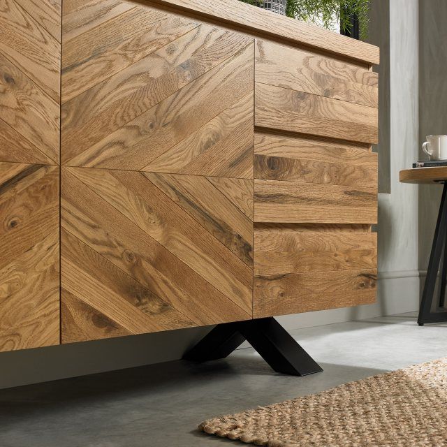 Ellipse Rustic Oak Wide Sideboard – Belgica Furniture Inside Most Recent Rustic Oak Sideboards (Photo 13 of 15)