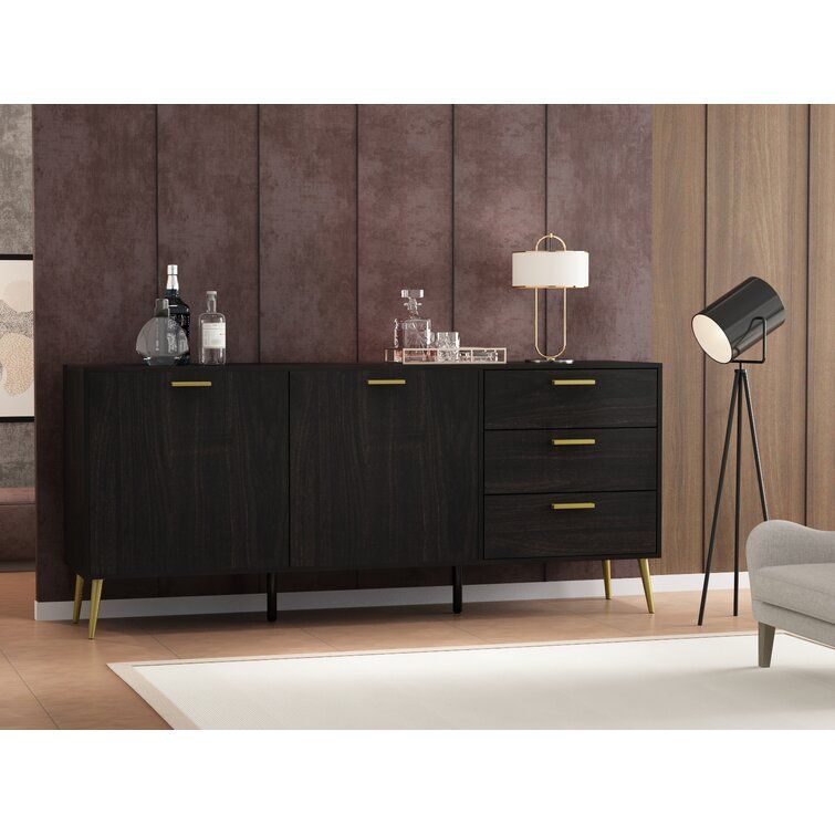 Everly Quinn Omaris 69" Sideboard Cabinet, Mid Century Modern Console  Storage Buffet Credenza Cabinet With 3 Drawers And 2 Cabinets For Living  Room, Kitchen, Ding Room Or Entryway & Reviews | Wayfair With Regard To Most Current Sideboards For Entryway (View 12 of 15)